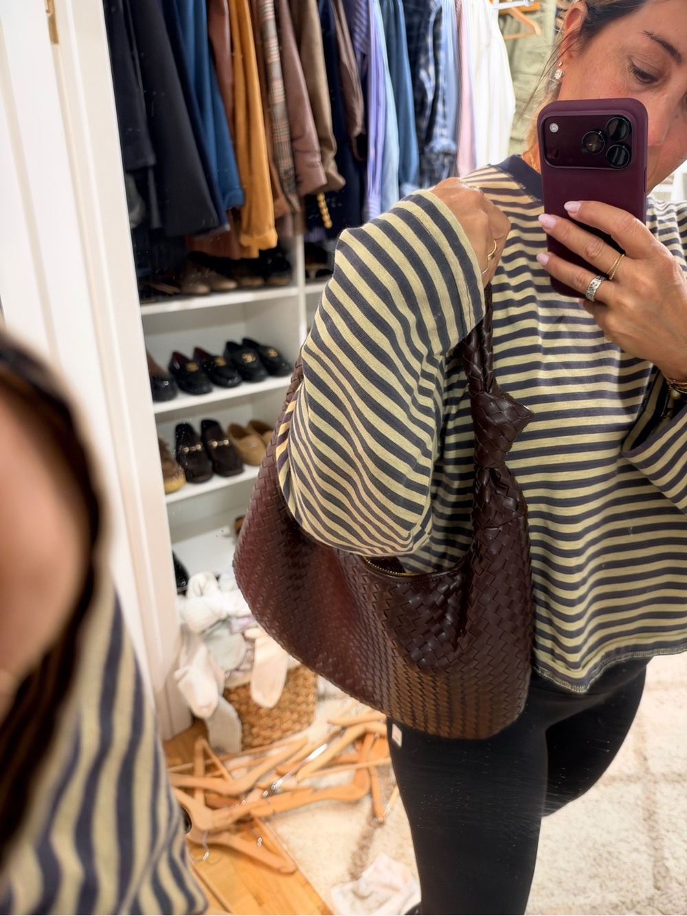 Anthropologie Woven Leather Hobo Bag in Dark Brown - Picture 3 of 6